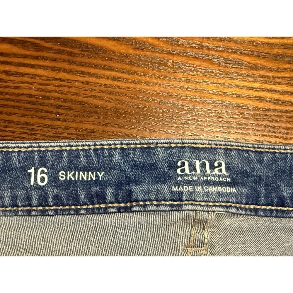 ana a new approach‎ womens skinny jeans size 16 blue wash stretch denim